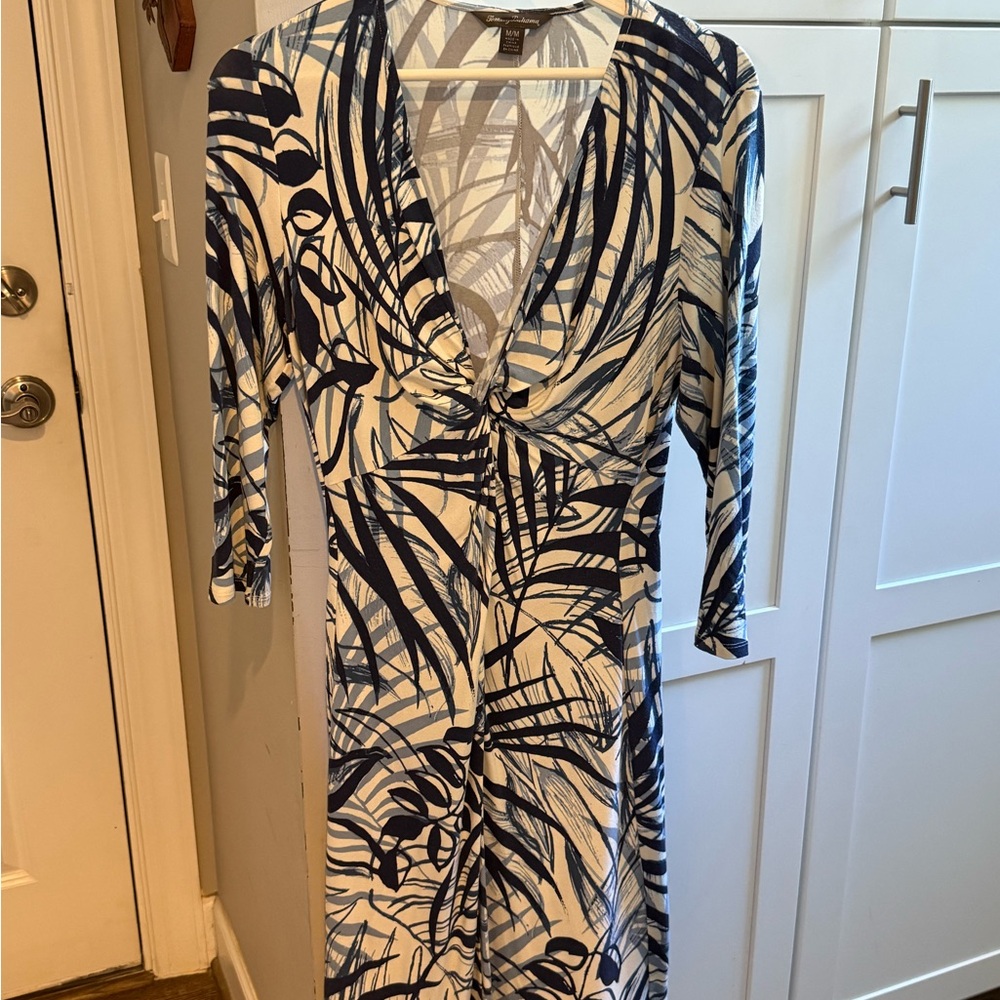 Tommy Bahama Navy and White Patterned Dress